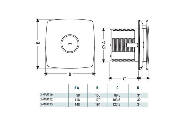 Вентилятор накладной Cata X-Mart 15 inox Timer (таймер)