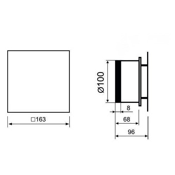 Вентилятор накладной энергосберегающий бесшумный MMotors JSC MMP-06 100 UE 5.5Вт Стекло/Квадрат Темно Серый