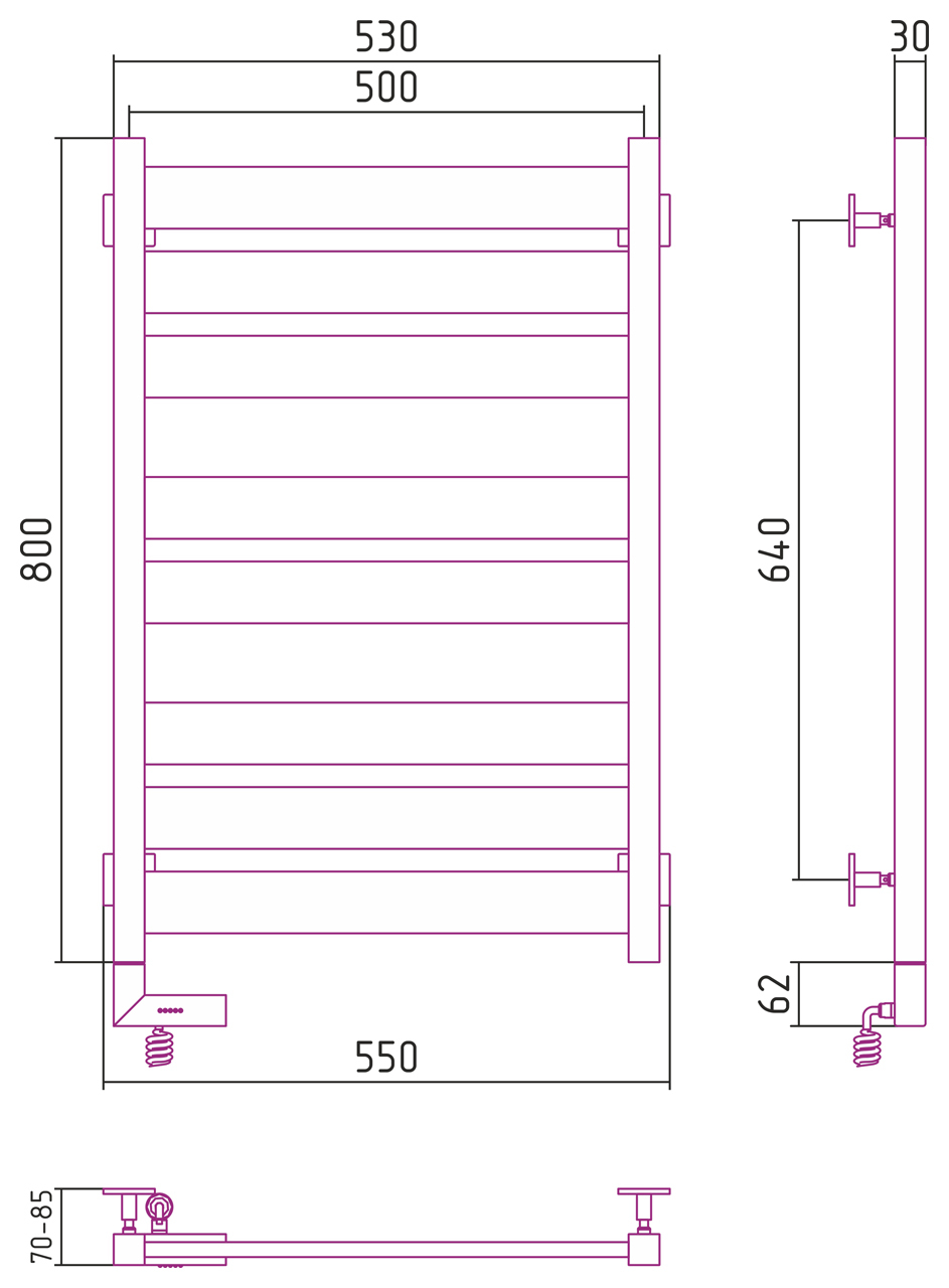 Полотенцесушитель электрический Сунержа Центурион 2.0 800x500
