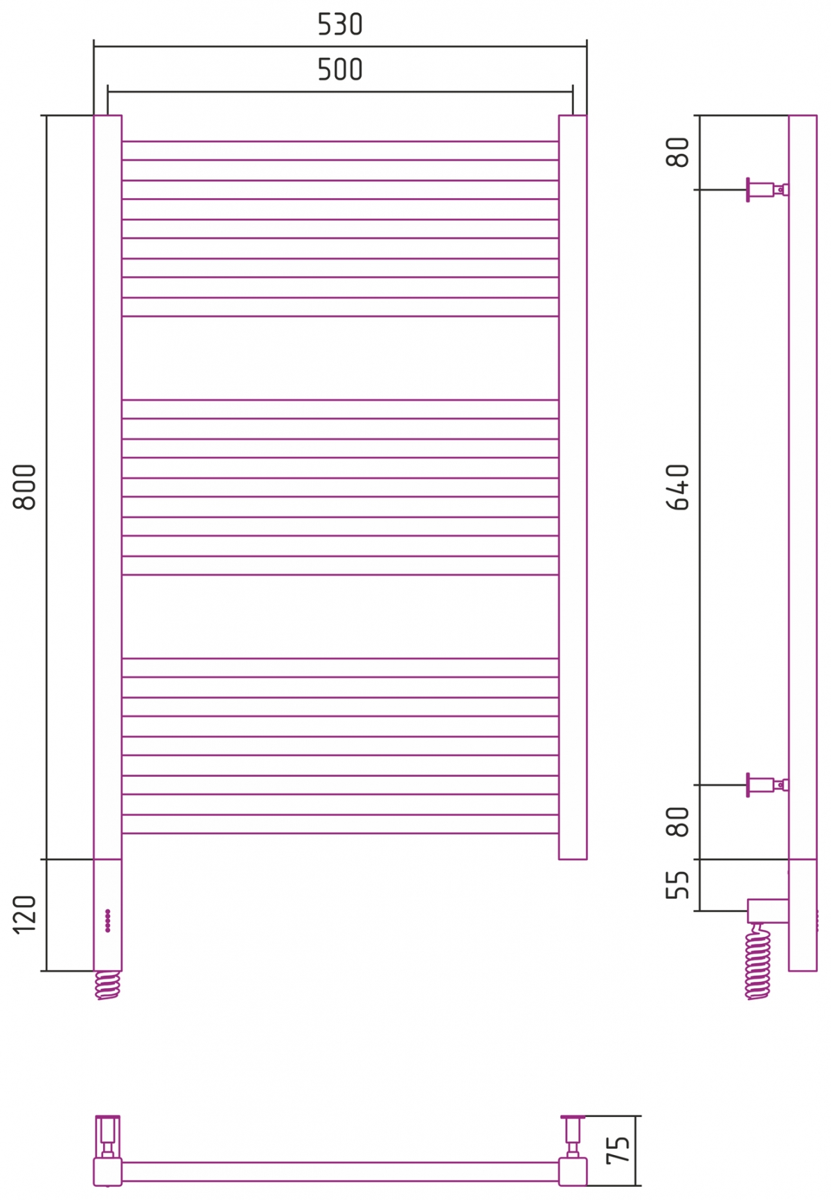 Полотенцесушитель электрический Сунержа Модус 3.0 800x500