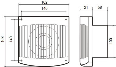 Вентилятор ERA COMFORT 4-01 d100 с сетевым кабелем и выключателем