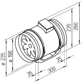 Канальный одноступенчатый вентилятор MV 200