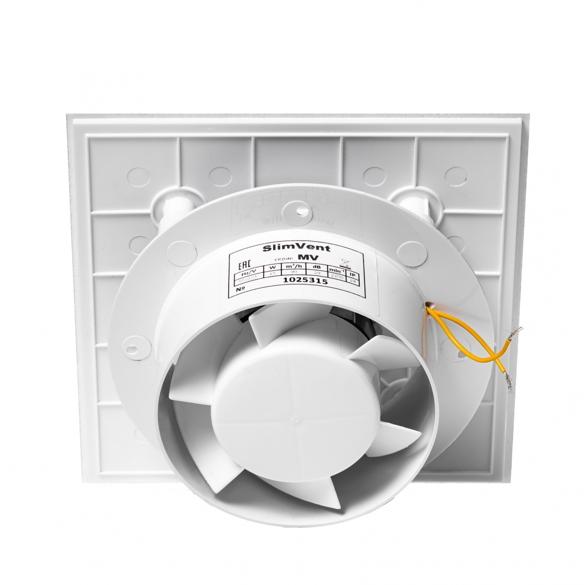 Вытяжной тонкий вентилятор SlimVent МV 100, пластик квадрат белый матовый