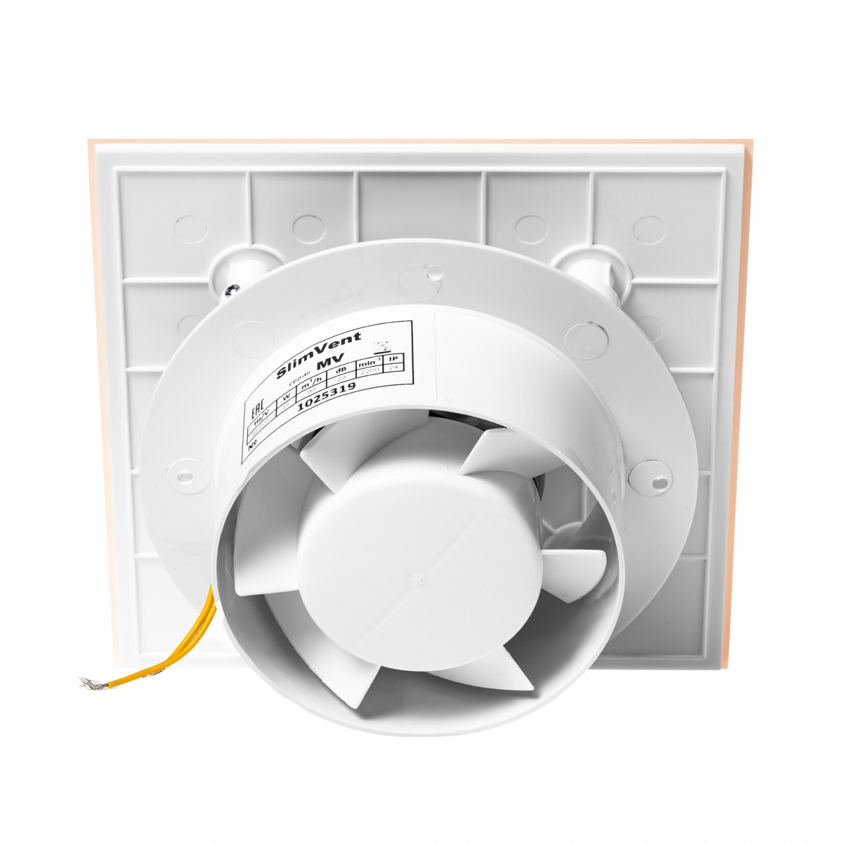 Вытяжной тонкий вентилятор SlimVent МV 100, стекло квадрат бежевый глянец