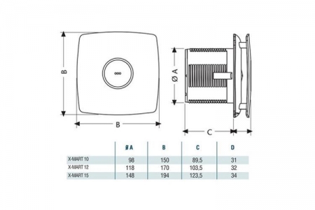Вентилятор накладной Cata X-Mart 15 inox Timer (таймер)