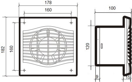 Вентилятор осевой вытяжной ERA DiCiTi SLIM 5С-02 d125 со шнуровым тяговым выключателем