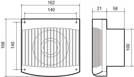 Вентилятор ERA COMFORT 4-01 d100 с сетевым кабелем и выключателем